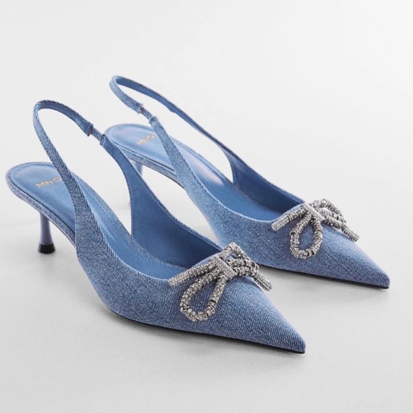RARE MANGO RHINESTONE DENIM SLINGBACK SHOES LIMITED EDITION - Picture 12 of 12